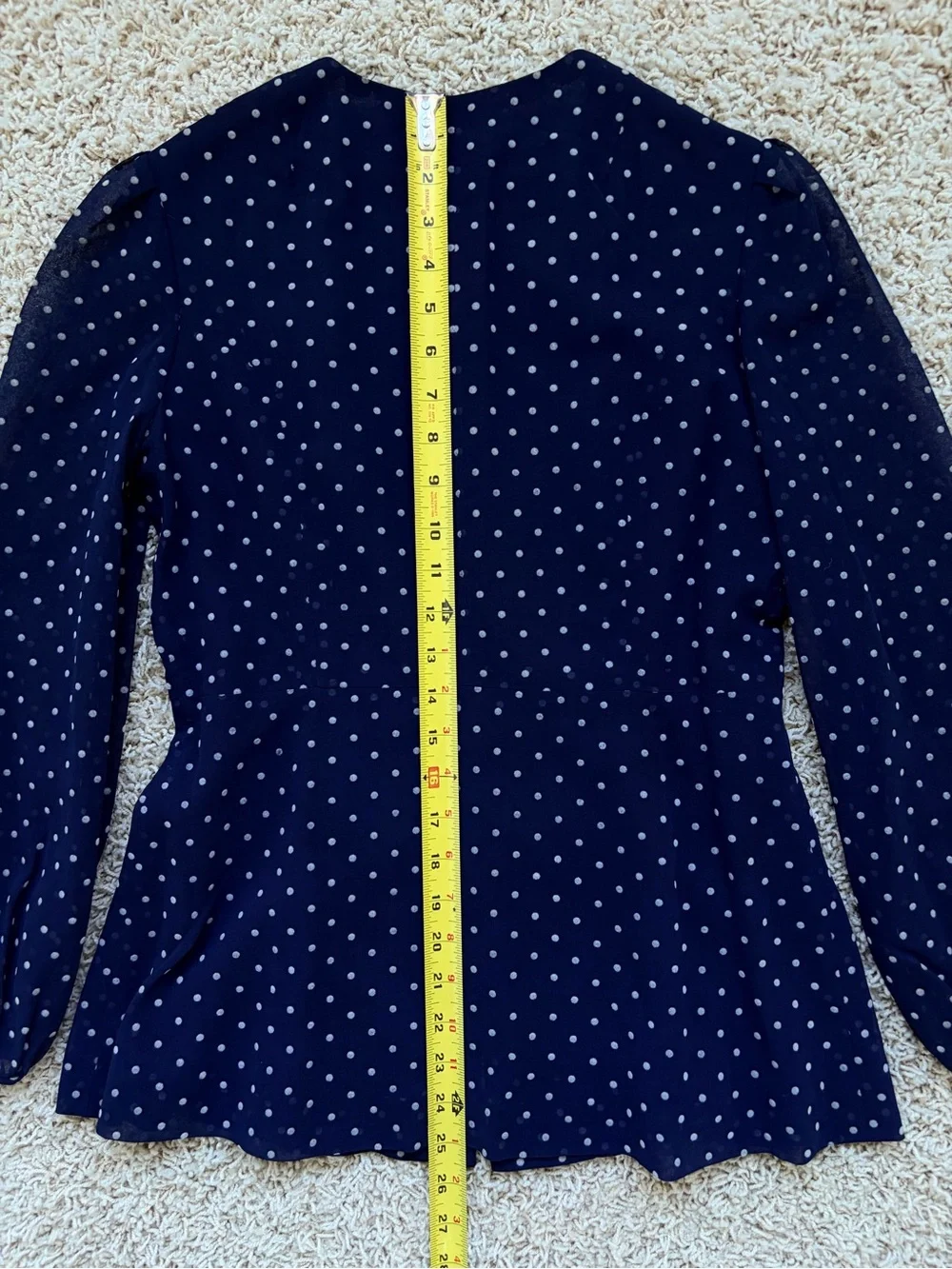70’s Navy Polka Dot Sheer Peplum Skirt Suit Small Made in Japan